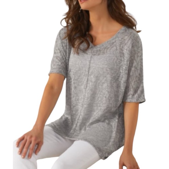 Soft Surroundings Open Knit Short Sleeve Oversized Sweater Womens XL Tunic Gray - Picture 1 of 10